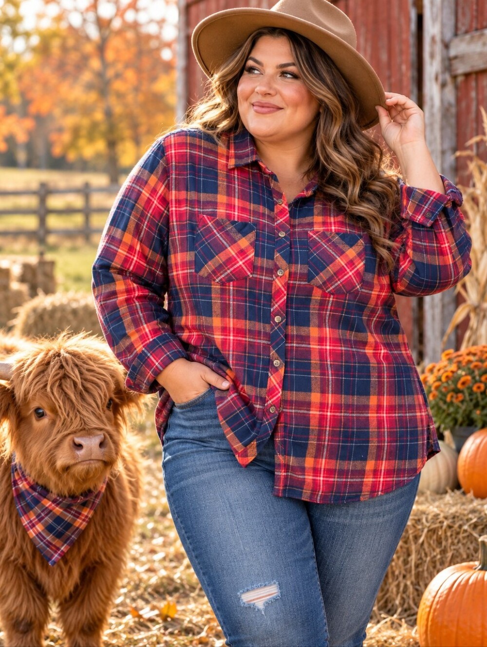 Victory Outfitters 1X Cotton Plaid Flannel Button Down Shirt Fall Colors